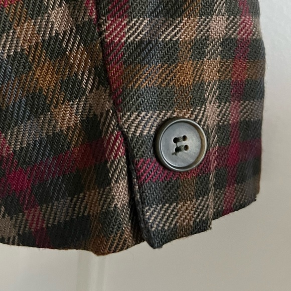 Jones New York 100% Wool Plaid Cropped Double Breasted Blazer size 6 - Picture 4 of 12
